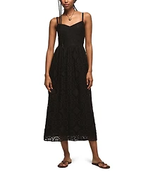 Lucky Brand Women's Sweetheart Neck Drop Waist Ballet Midi Dress