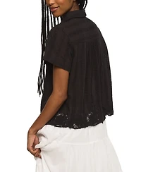 Lucky Brand Women's Lace Short-Sleeve Boyfriend Button-Down Shirt