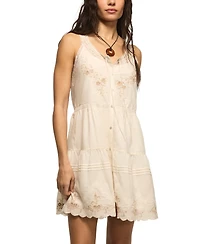 Lucky Brand Women's Embroidered Drop Waist Mini Dress