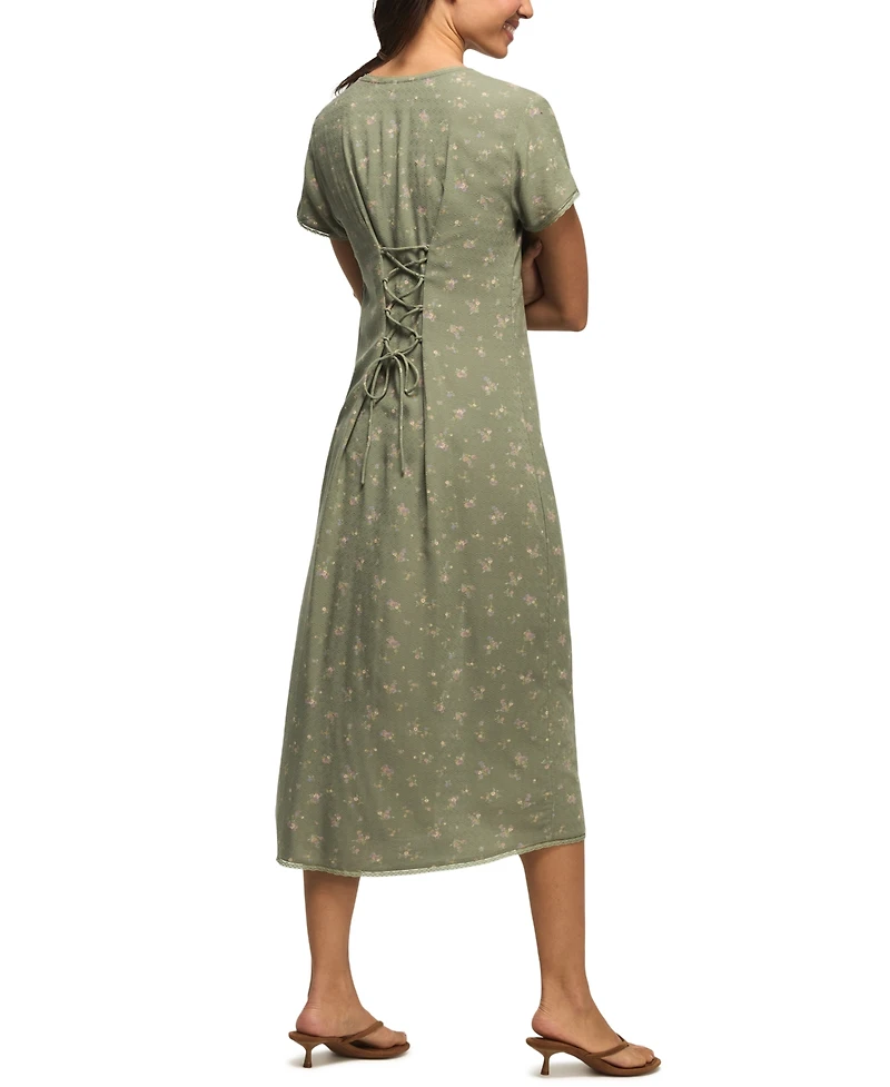 Lucky Brand Women's Floral Simone V-Neck Midi Dress