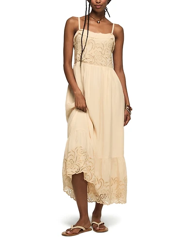 Lucky Brand Women's Flowy Cutwork Square Neck Dress