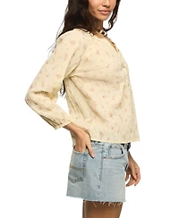 Lucky Brand Women's Scoop Neck Button Top