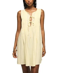 Lucky Brand Women's Pleated Tie Neck Mini Dress