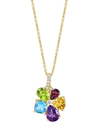 Effy Collection Multi-Gemstone (3-5/8 ct. t.w.) and Diamond (1/10 ct. t.w.) Pendant Necklace in 14k Yellow Gold