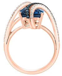 Effy Collection London Blue Topaz (5-7/8 ct. t.w.), White Diamond (0.01 ct. t.w.) and Blue Diamond (1/10 ct. t.w.) Ring in 14k Rose Gold