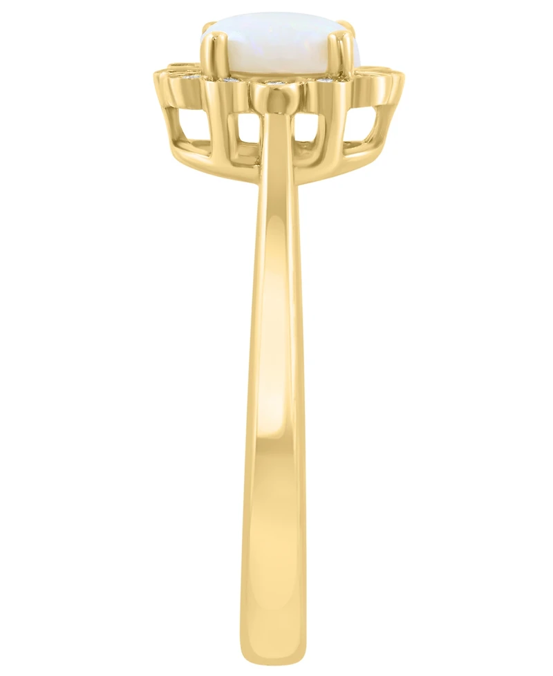 Effy Collection Opal (1/2 ct. t.w.) and Diamond (1/10 ct. t.w.) Ring in 14k Yellow Gold