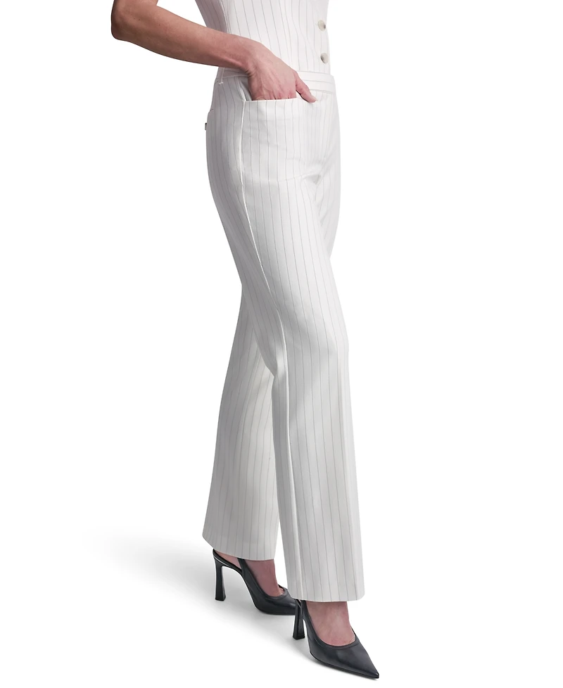 Dkny Petite Pinstripe Modern Fit Flared Pants