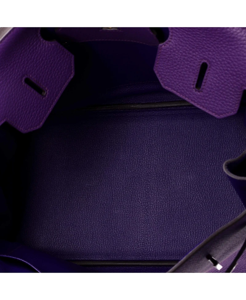 Pre-Owned HERMES Birkin 35 Handbag Bicolor Clemence with Palladium Hardware