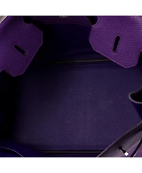 Pre-Owned HERMES Birkin 35 Handbag Bicolor Clemence with Palladium Hardware