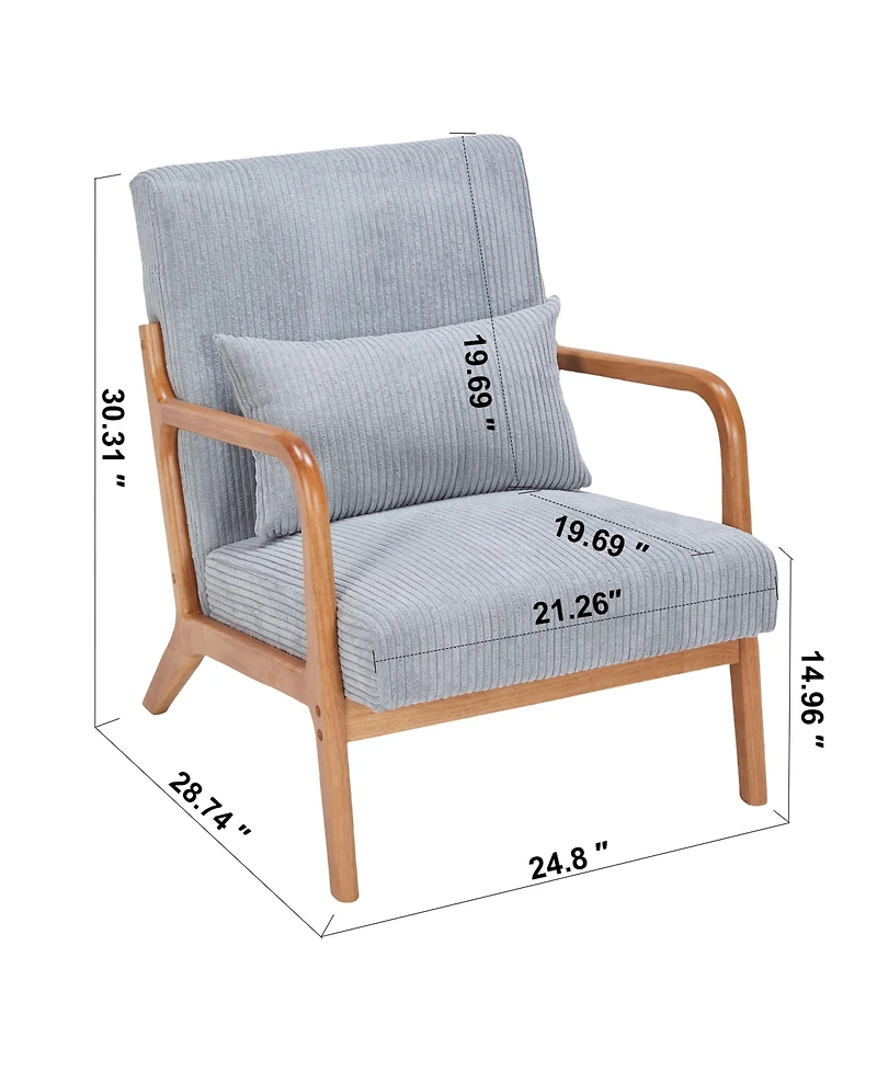 sumyeg Mid-Century Modern Chair with Pillow Upholstered and Solid Wood Frame