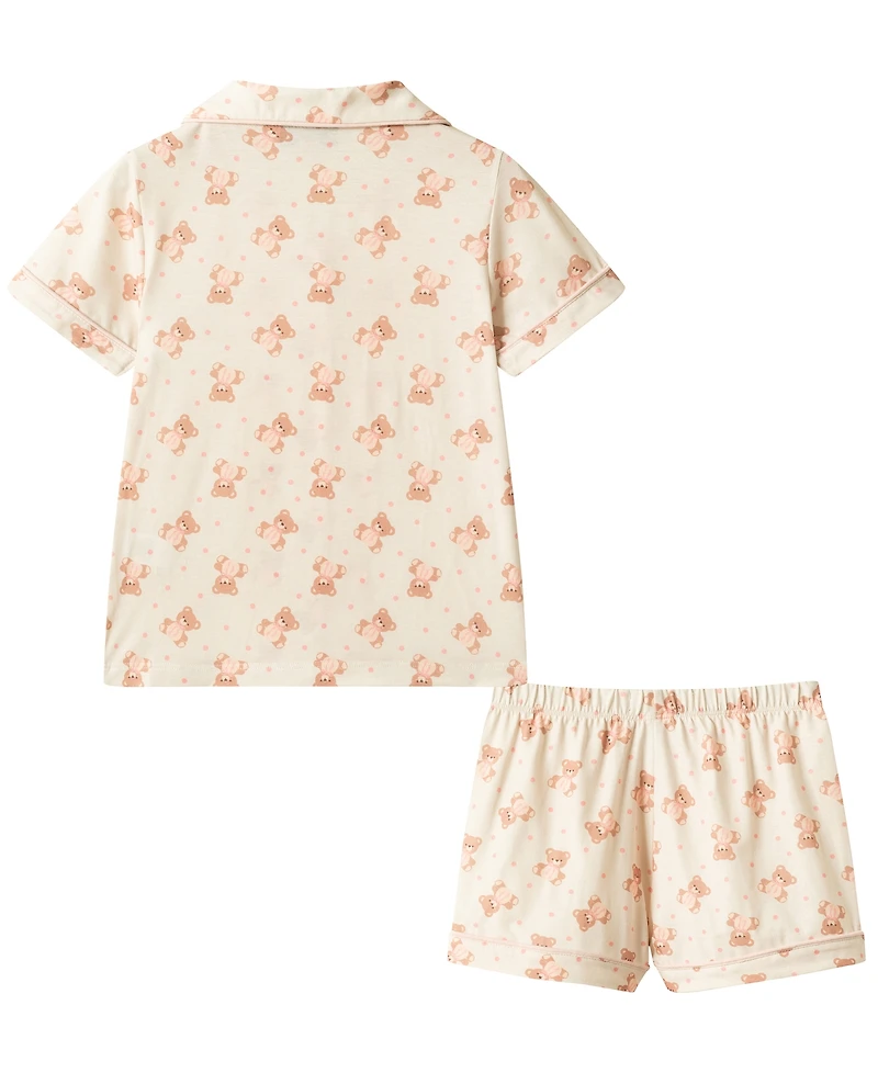 Andy & Evan Girls' Toddler 2T-4T Button-Down Shirt and Shorts Pajama Set