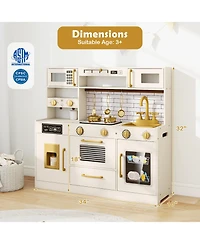 Mecale Pretend Toy Kitchen Set with Stove & Water Dispenser for Role-Playing Fun