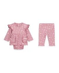 Guess Baby Girls' Stretch Rib Long-Sleeve Bodysuit and Pant, 2-Piece Set