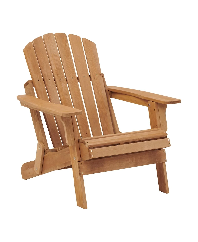 Clihome Outdoor Wooden Folding Adirondack Chair with BackRest & SeatBoard, Wood Patio Chair