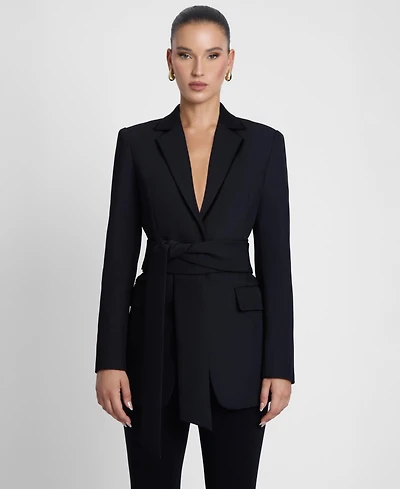 Leau Women's Classic Column Tailored Belted Blazer