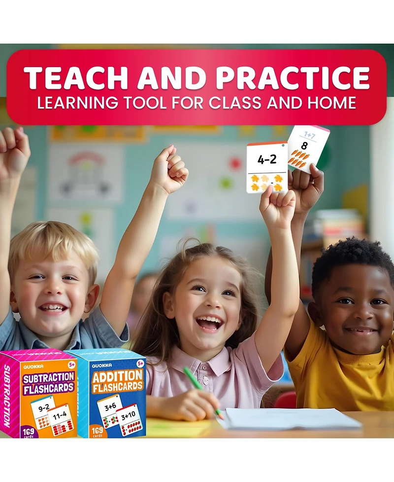 Quokka Math Flash Cards for Kids Ages 5-8 - Addition and Subtraction, Multiplication - 139 Double-Sided Flashcards for Studying