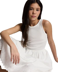 Polo Ralph Lauren Girls' 7-16 Eyelet-Skirt Ribbed Cotton Maxi Dress