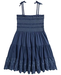 Polo Ralph Lauren Girls' 2T-6X Smocked Eyelet Cotton Jersey Dress