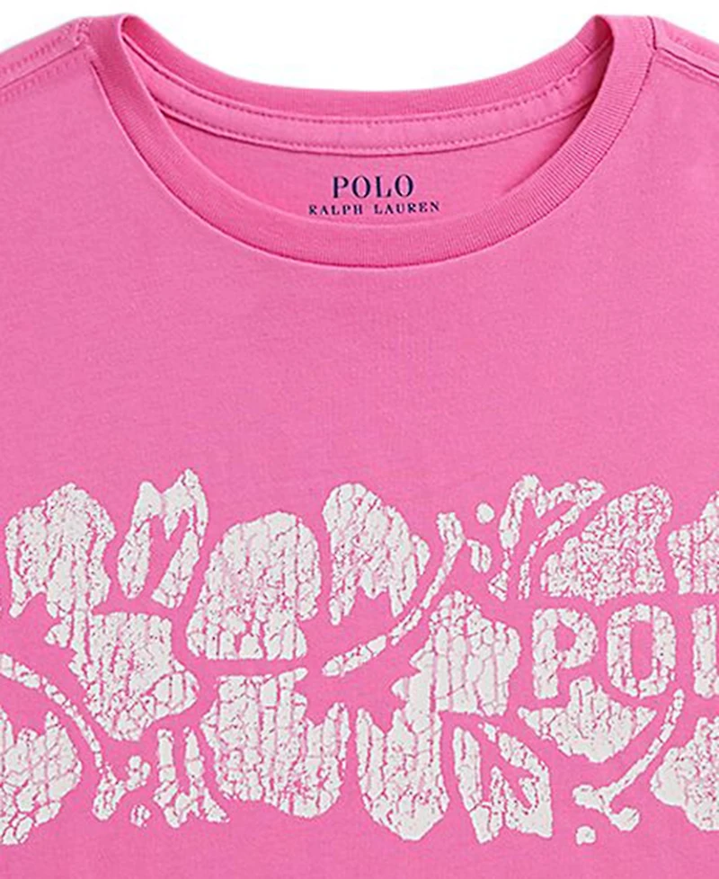 Polo Ralph Lauren Girls' 7-16 Floral-Print Logo Cotton Boxy T-Shirt