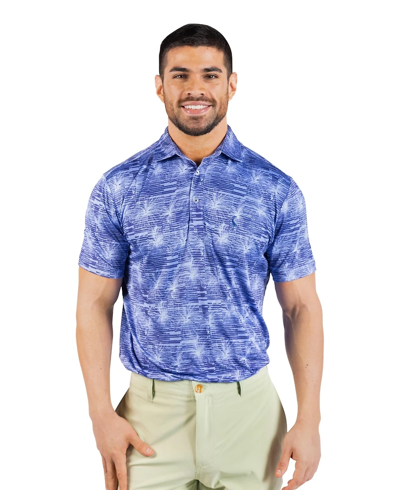 TailorByrd Men's Abstract Orchid Printed Performance Polo