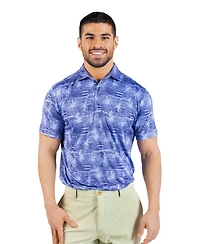 TailorByrd Men's Abstract Orchid Printed Performance Polo