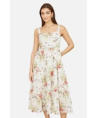 Yumi Women's Floral Broderie Anglaise Midi Sun Dress