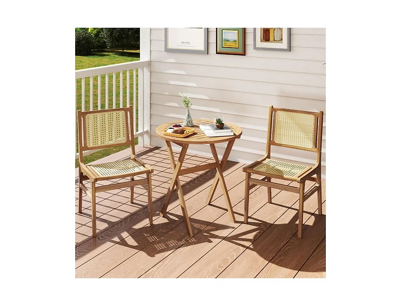 Slickblue Patio Side Table with Slatted Top and Sturdy X-Shape Structure