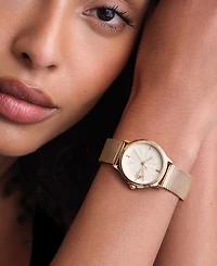 Olivia Burton Women's Ob Classic Bee Rose Gold Tone Stainless Steel Mesh Bracelet Watch, 29.8mm