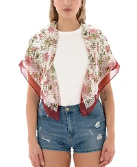 Marcus Adler Satin Floral Polka Dot Square Scarf