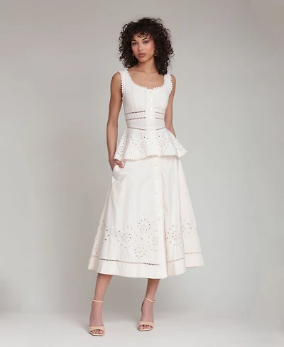 Avec Les Filles Women's Scoop Neck Peplum Top