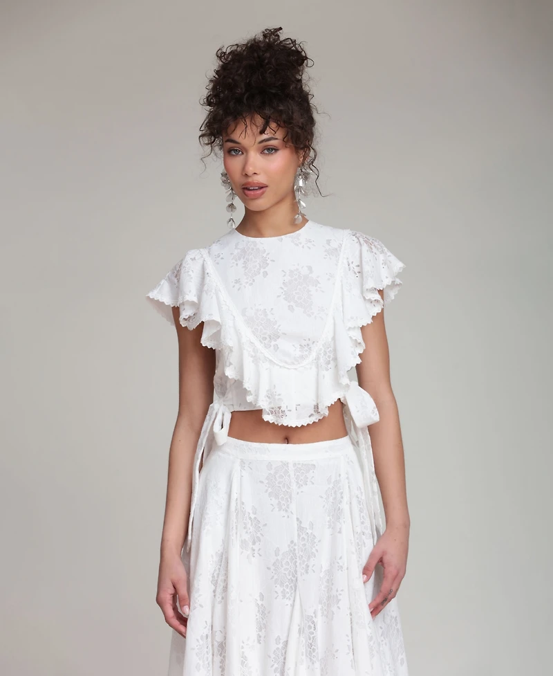 Avec Les Filles Women's Ruffle-Trimmed Top