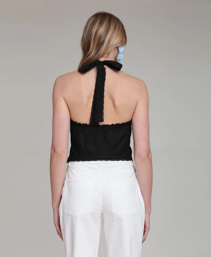 Avec Les Filles Women's Halter Tie-Neck Top