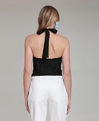 Avec Les Filles Women's Halter Tie-Neck Top