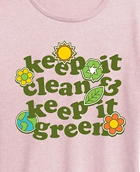 Hybrid Apparel Plus Instant Message Keep Clean Green Short-Sleeve Graphic T-Shirt