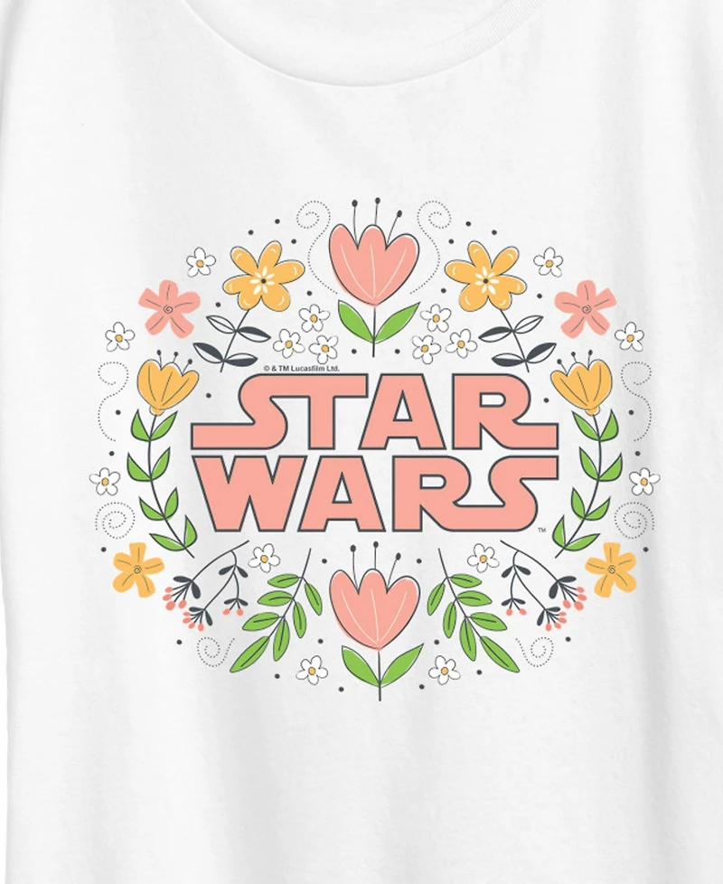 Hybrid Apparel Plus Star Wars Floral Logo Short-Sleeve Graphic T-Shirt