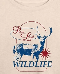 Hybrid Apparel Plus Instant Message Protect Local Wildlife French Terry Pullover T-shirt