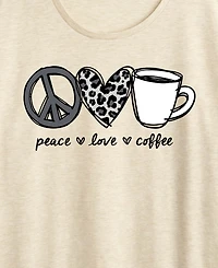 Hybrid Apparel Plus Instant Message Peace Love Coffee Snow Leopard Short-Sleeve Graphic T-Shirt