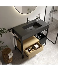Sillysis 36'' Industrial Bathroom Vanity with Artificial Stone Sink, Modern Freestanding Bathroom Vanity without Faucet