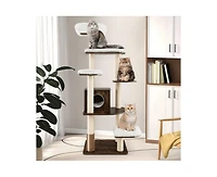 Aostirmotor 7-Layer Wooden Cat Tower with Sisal Posts & Cozy Condo, Tall Indoor Cat Tree for Climbing & Play