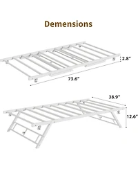 gaomon Twin Pop Up Trundle Bed Frame,Trundle Day Bed with Lockable Casters,Foldable Metal