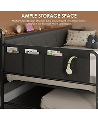 gaomon Daybed with Trundle and Led Light, Twin Bed Frame Upholstered Headboard Charging Station, Metal Sofa Day for Bedroom