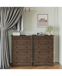 gaomon 5 Drawer Dresser for Bedroom, Wooden Chest of Drawers, Fluted Storage Organizer for Living Room, Hallway and Entryway