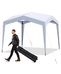 Mecale 10x10 ft Pop-Up Canopy Tent with Wheeled Bag, 8 Stakes & 4 Wind Ropes