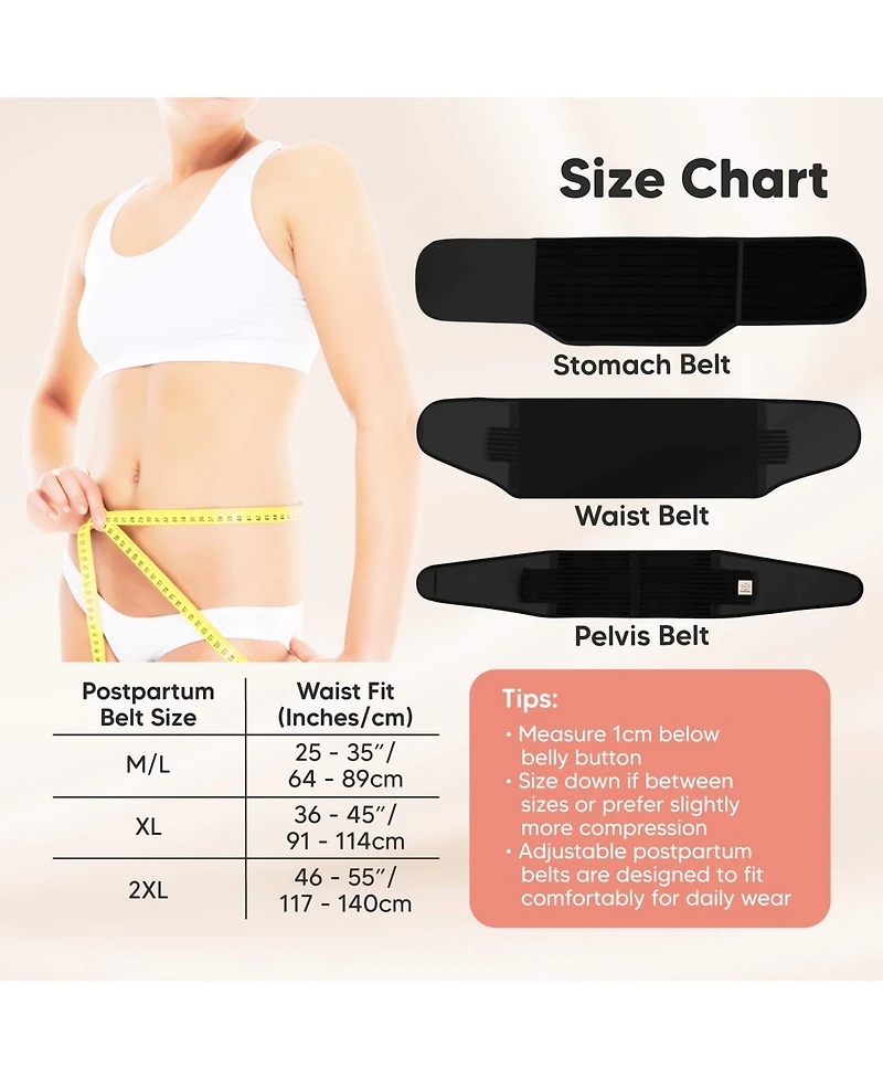 KeaBabies Maternity 2-Pack Revive 3 in 1 Postpartum Belly Band, Post Partum Belly Support Recovery Wrap, Postpartum Waist Binder Shapewear