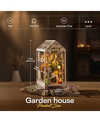 Robitime Book Nook Kit Diy Miniature House Kit, 3D Wooden Puzzle Garden House, Bookend Bookshelf Insert Decor, Diorama Kit Christmas Birthday Gift