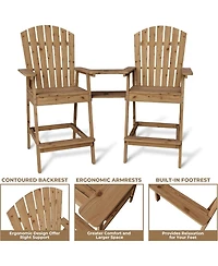 gaomon Outdoor Tall Adirondack Barstools with Connecting Tray, Hdpe Patio High Back Chairs