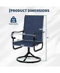 gaomon Patio 360°Swivel Chairs Set of 2 Outdoor Rocking Dining Chairs with All-Weather Textilene Fabric, Deck Rocker Seat with High Back for Back