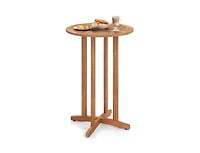 Slickblue 39 Inch Patio Acacia Wood Bar Height Table with Slatted Design