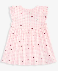 First Impressions Baby Girls' 0M-24M Cherry-Print Gingham Dress, Macy's Exclusive