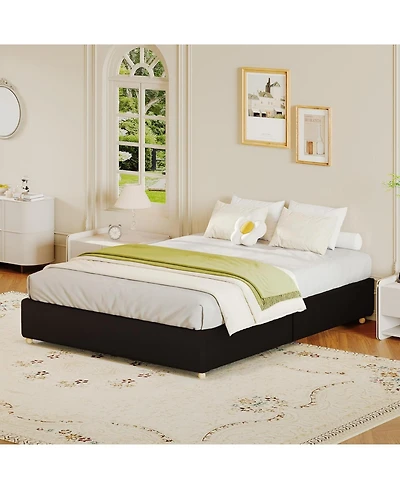 Gaomon Full Cloud Bed Frame,Corduroy Low Frame Without Headboard, Thick Fabric Upholstered Platform Bed, Solid Wood Legs, Easy Assembl